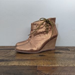 Matt Bernson for Anthropologie Bronze Shimmer Wedge Ankle Boots